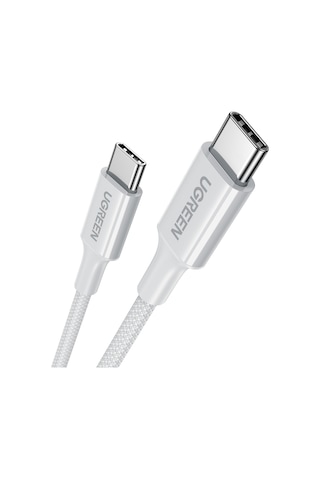 Ugreen Usb-c 60w 3a Qc Pd Örgülü Hızlı Şarj Kablosu, 1 Metre, Beyaz, 35218