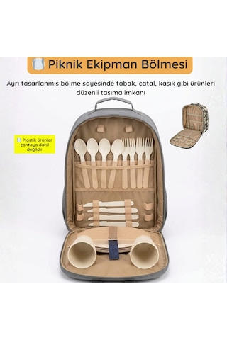 Termal Piknik Sırt Çantası 20 Lt İzolasyonlu Bölmeli Outdoor & Kamp Çantası-309 Mavi
