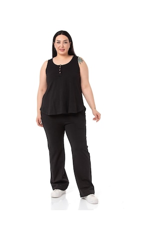 Büyük Beden Penye Siyah Eşofman Takımı-siyah Siyah