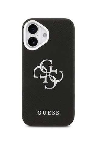 Apple Uyumlu iPhone 17 Kılıf Guess Lisanslı Pu Deri 4g Büyük Metal Logo Dizaynlı Kapak Siyah