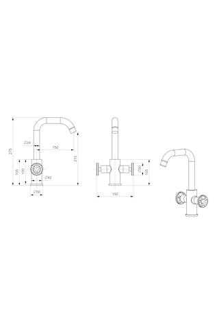 Vistablack Lavabo Bataryası Siyah Siyah