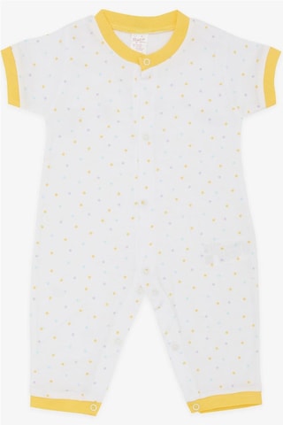 Breeze Kız Bebek Kısa Kollu Tulum Renkli Puantiye Desenli 0-3 Ay-6 Ay, Beyaz-Beyaz