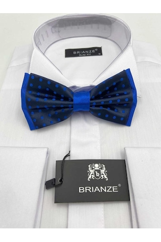 Brianze Saks Mavi Noktalı Lacivert Papyon Saks Mavi - Lacivert