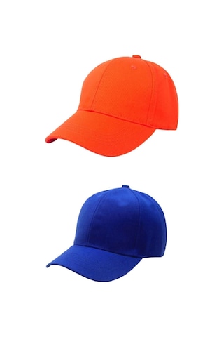 Ritagarcia Unisex Ayarlanabilir Spor Turuncu-mavi Basic Kep Şapka 2'li Set Mavi