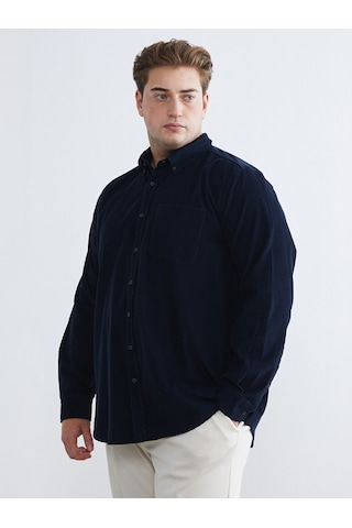 Lcwaıkıkı Classic Lacivert Regular Fit Uzun Kollu Kadife Erkek Gömlek