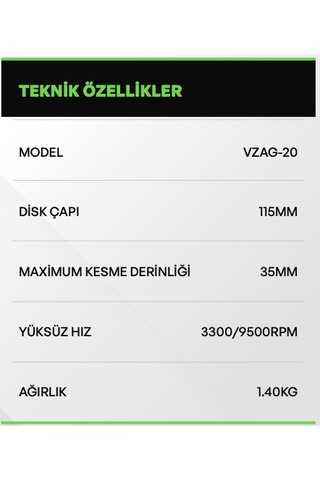 Voltz Vzag-20 Akülü Taşlama 20v 5.0 Ah