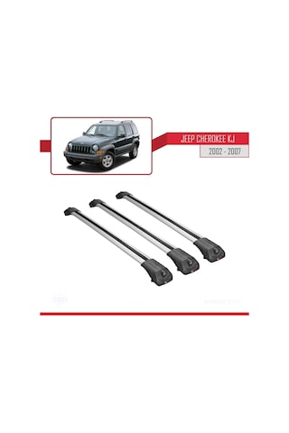 Jeep Cherokee Kj 2002-2007 Arası İle Uyumlu Ace-1 Ara Atkı Tavan Barı Gri 3 Adet Bar