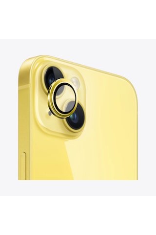 Safeus Safir Temperli Kamera Lens Koruyucu Apple Uyumlu iPhone 14 Plus Ve İle Sarı