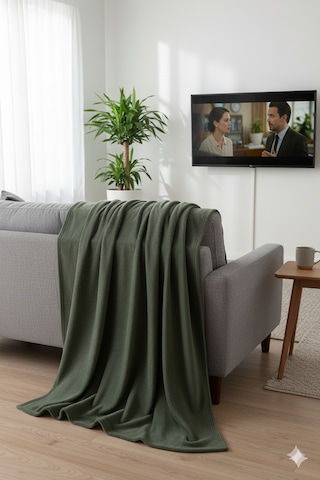 Peluş Tek Kişilik Battaniye Welsoft Battaniye Tv Battaniyesi Polar Battaniye Süper Yumuşak Haki