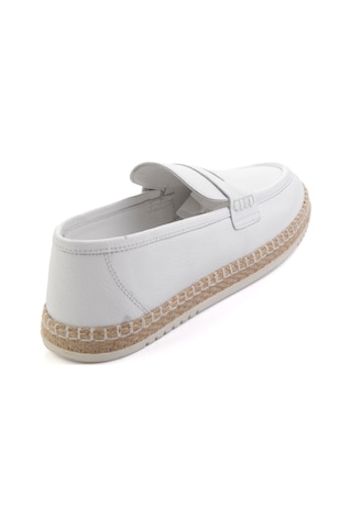 Beyaz Hakiki Deri Erkek Loafer Ayakkabı E01698198640 Beyaz