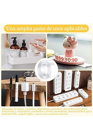 Geeroyoo 5m Yenilenebilir Suya Dayanıklı Nano Çift Taraflı Bant - Duvar, Halı Sabitleyici, Mutfak Ve Dış Mekan Uygun, İz Kalmaz, Kırpılabilir, Kauçuklu Tutucu Diğer