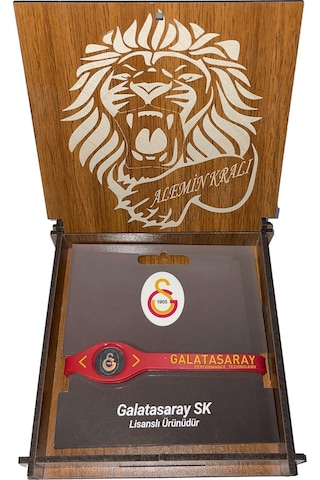 Galatasaray Lisanslı Gs Performans Kırmızı Bileklik Ahşap Kutulu 001