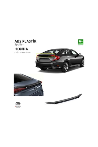 S-dizayn Honda Civic Fc5 Abs Plastik Spoiler Parlak Siyah 2016-2021 A+kalite