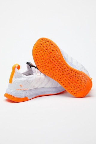Tonny Black Rahat Kalıp Şeritli Bağcıklı Çocuk Unisex Beyaz Oranj Spor Ayakkabı Tbqnt-3 Beyaz Oranj