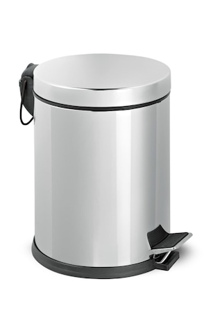 12 Lt Paslanmaz Pedallı Çöp Kovası Metalik Gri