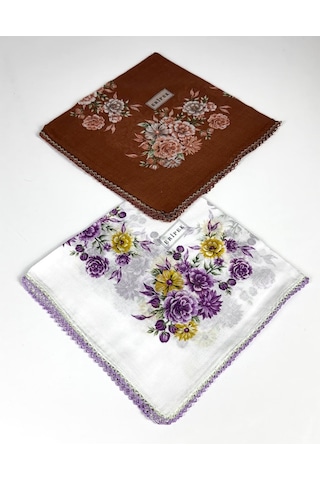 Eripek 2'li Paket Oyalı Pamuk Yazma 6594 Kiremit-beyaz