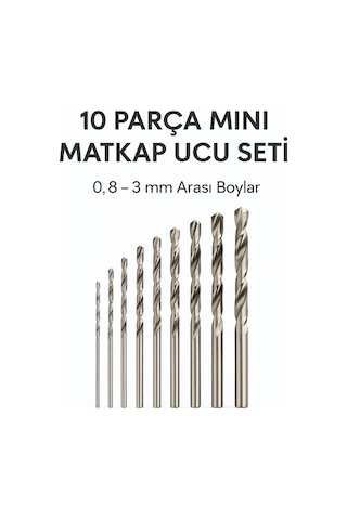 Merttools 10 Parça Mini Matkap Ucu Seti 0,8 Mm 3 Mm Arası Boylar