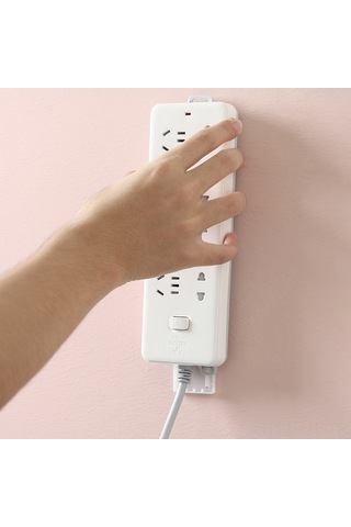 Mufunye Duvar Montajlı Priz Sabitçisi - Deliksiz Duvar Macunu İle Ev Aletlerini Düzenle, Pembe Renkli Organizer Pembe