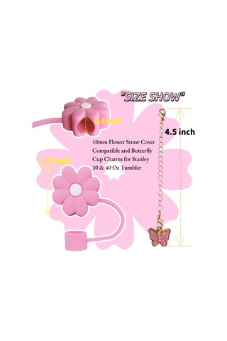 Youtek 6'lı Gümüşlü Silikon Bardak Kılıfı Seti: Renkli Çiçek Ve Kelebek Charmlı, Toz Ve Dökülme Koruyucu, Okul Ofis Dış Etkinlikler İçin Çok Renkli