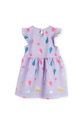 Ahengim Kız Çocuk Kalp Desenli Elbise Ak2406 Lila