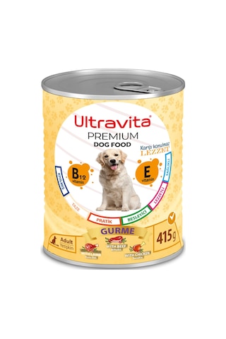 Ultravita Premium Yüksek Proteinli Karışık Etli Konserve Köpek Maması 24 x 415 G