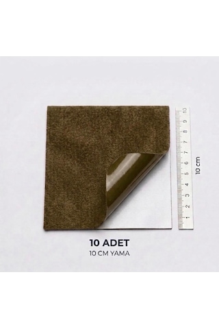 Halfart Kendinden Yapışkanlı Alcantara Tamir Yaması 10x10 Cm 10 Adet Süet Kumaş Deri Koltuk Araba Onarım Yaması Haki