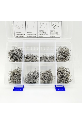 Vkemall 800 Adet 8 Farklı Tip Paslanmaz Çelik Otomobil Tampon Plastik Tamir Kaynak Çivi Seti