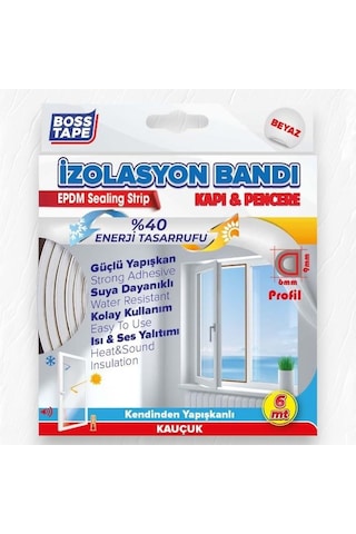 Boss Tape Kapı Pencere İzolasyon Fitili 9mm-6mt Beyaz