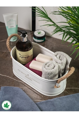 İp Kulplu Baton Metal Banyo Düzenleyici, Banyo Organizeri For Beautiful Bathrooms Organizer Baskı - Beyaz Beyaz