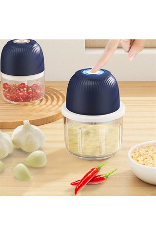 Elektrikli Sarımsak Doğrayıcı Gıda Doğrayıcı Kablosuz Mini Sarımsak Aletleri Mavi