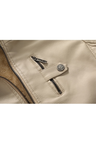 Erkek Polar Kapüşonlu Dik Yaka Ceket Kırmızı