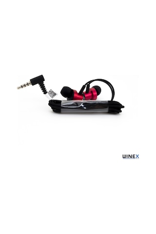 Winex Mıknatıslı Metal Mikrofonlu Kablolu Kulakiçi Kulaklık Kırmızı
