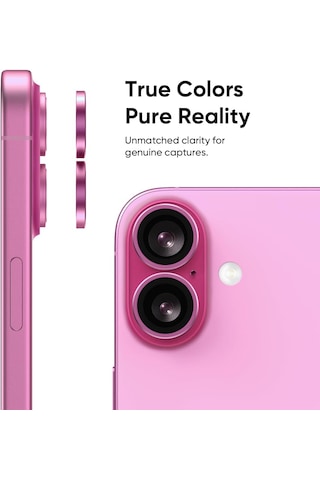 Apple Uyumlu iPhone 16 / 16 Plus Kamera Lens Koruyucu Pembe