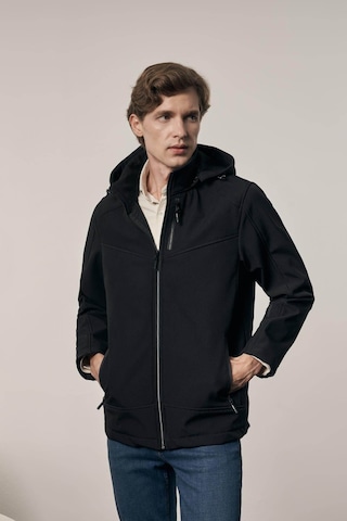 İmza Dik Yaka Çıkma Kapşonlu Slim Fit Casual Siyah Erkek Mont 1007255132 Siyah