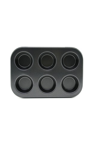 Northcity 6 Gözlü Siyah Metal Muffin Kalıbı Bej - Siyah