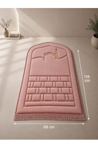 Diz Dostu Seccade Ortopedik Süngerli 1.5 cm Kalın Kadife Namazlık + Çanta Pembe