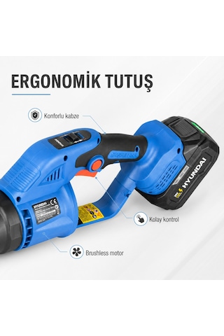 Hyundai Hbl201 20v Çift Akülü Üfleme Makinesi 2x4.0ah Bataryalı Kömürsüz Blower