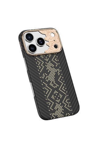 Apple iPhone Uyumlu 17 Pro Max Kılıf M-safe Şarj Özellikli Karbon Fiber Benks Knight Armorair Kevlar Kapak Siyah