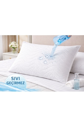 Goldroom Home Sıvı Geçirmez Yastık Koruyucu Ve Kapitoneli Yastık Alezi 2 Adet Fermuarlı Açık Krem