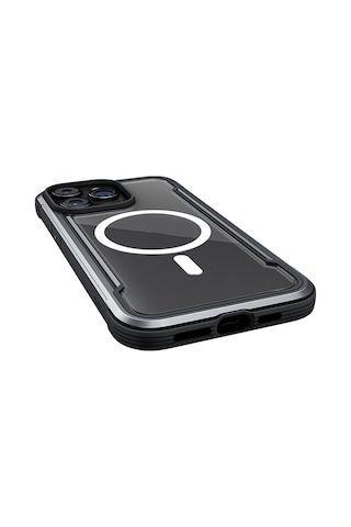 Apple Uyumlu iPhone 15 Pro Max Kılıf Magsafe Airbagli Raptic Shield Serisi Şeffaf Arka Yüzey Kapak Siyah Siyah