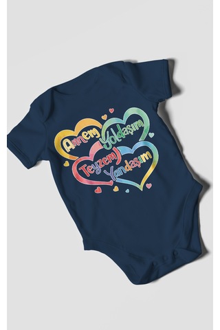 Morivokids Annem Yoldaşım Teyzem Yandaşım Kısa Kollu Bebek Body Lacivert