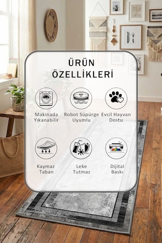 Ehl-69 Yıkanabilir Yolluk Gri