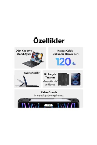 Dux Ducis iPad Uyumlu Pro 12.9 Dk Series Kablosuz Bluetooth Klavye Touc