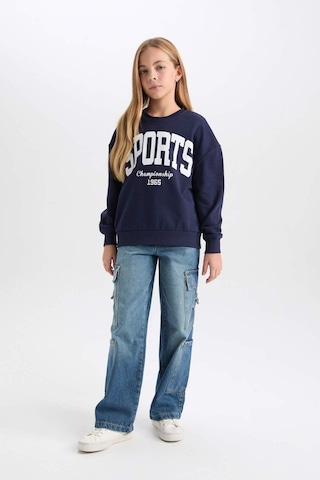 DeFacto Kız Çocuk Relax Fit Bisiklet Yaka Baskılı Sweatshirt D6626A824AUNV251 Lacivert