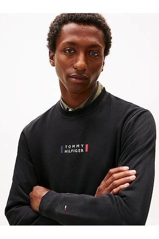 Tommy Hilfiger Brand Love Sweatshırt Erkek Siyah Sweatshirt - Mw0mw41428