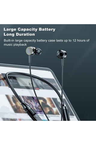 Kangvka Yeni Nesil Boyun Askılı Bluetooth Kulaklık, 5.1 Kablosuz Spor Kulak İçi Manyetik Silikon Model, Siyah