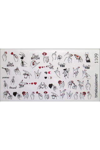 Parmak İşareti Tırnak Sticker Tırnak Ttto Tırnak Dövme 1109