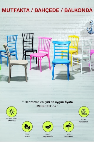 Violet Home Mutfak Sandalyesi 4 Adet Mavi