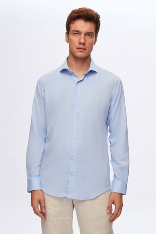 D'S Damat Ds Damat Slim Fit Mavi Italyan Yaka Armürlü Uzun Kollu Kolay Ütülenebilir Nefes Alan Dört Mevsim Göm 2HF02ORT3185 Mavi