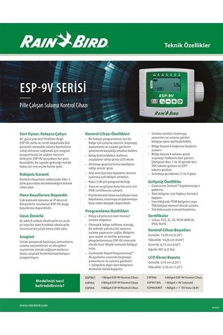 Esp-9v: Yeni, Kullanımı Kolay Ve Daha Uzun Ömürlü 9v Pilli Kontrol Ünıtesı Esp-9v - 1 İstasyonlu Model